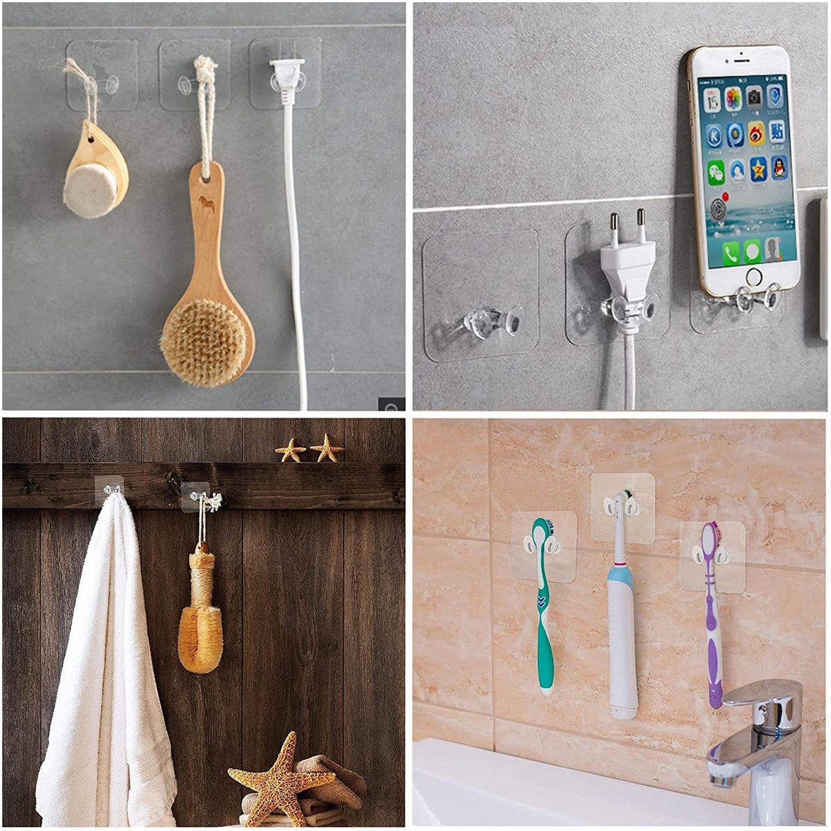 Wall Storage Hooks – No-Drill, Reusable Adhesive – close-up