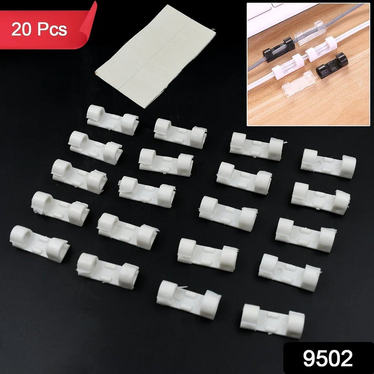Plastic Cable Clips – Strong Adhesive Wire Organizer (20 – side view