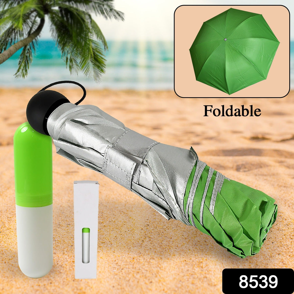 Foldable UV Umbrella – Compact Sun & Rain Protection – side view