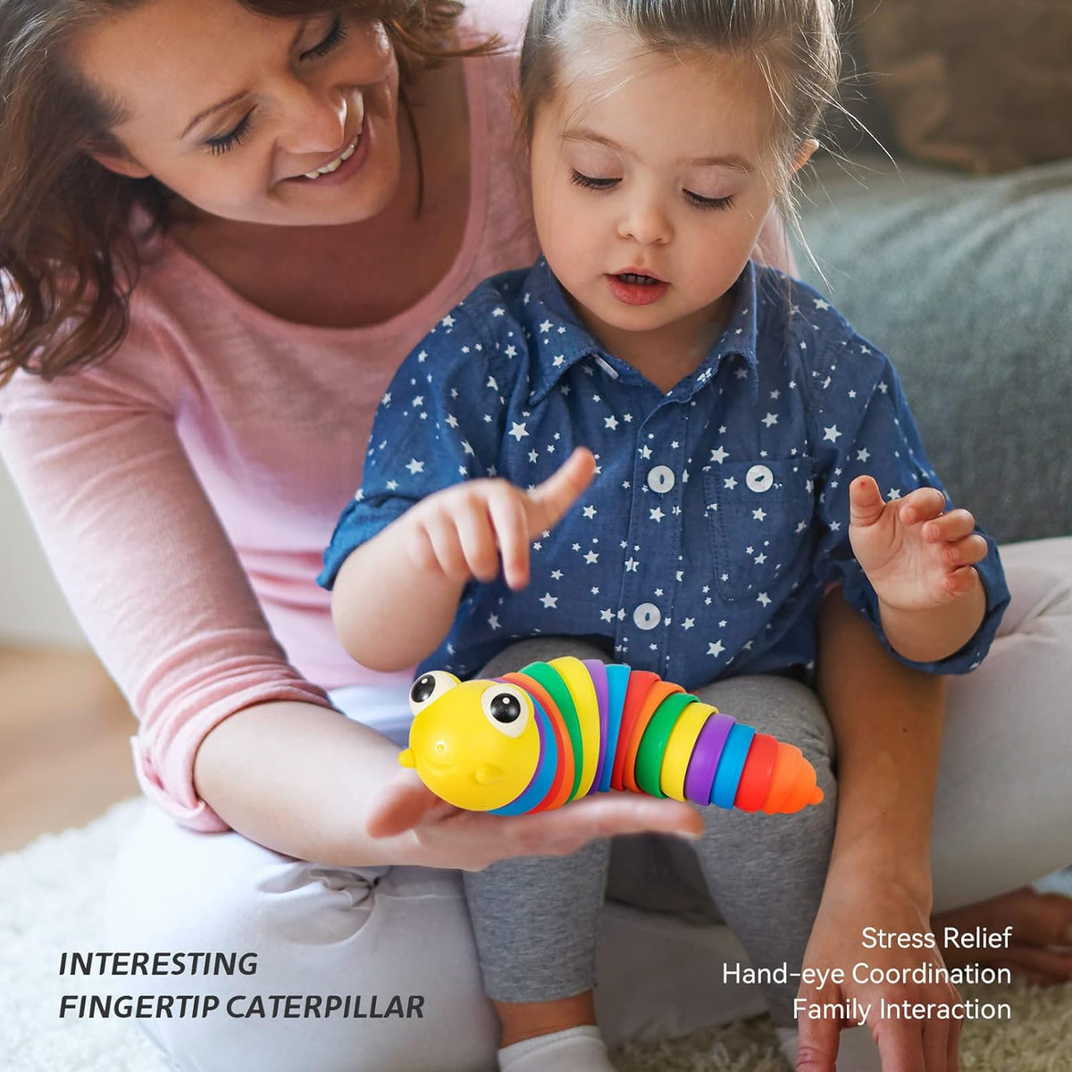 Rainbow Slug Fidget Toy – Stress Relief & Sensory Play – alternate view