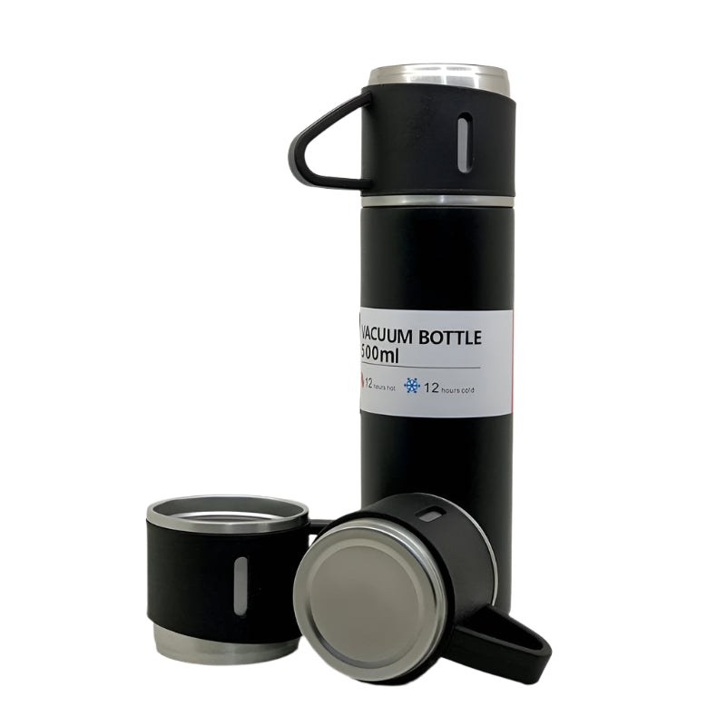 Stainless Steel Vacuum Flask set with 3 Cups – 500ml – detail view
