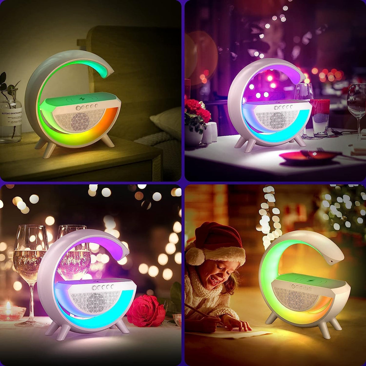 LED Night Lamp with Bluetooth Speaker – Wireless Charging – close-up