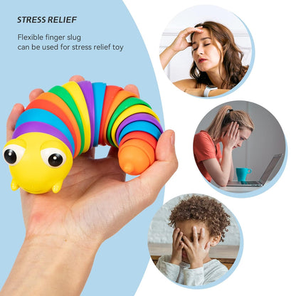 Rainbow Slug Fidget Toy – Stress Relief & Sensory Play – close-up