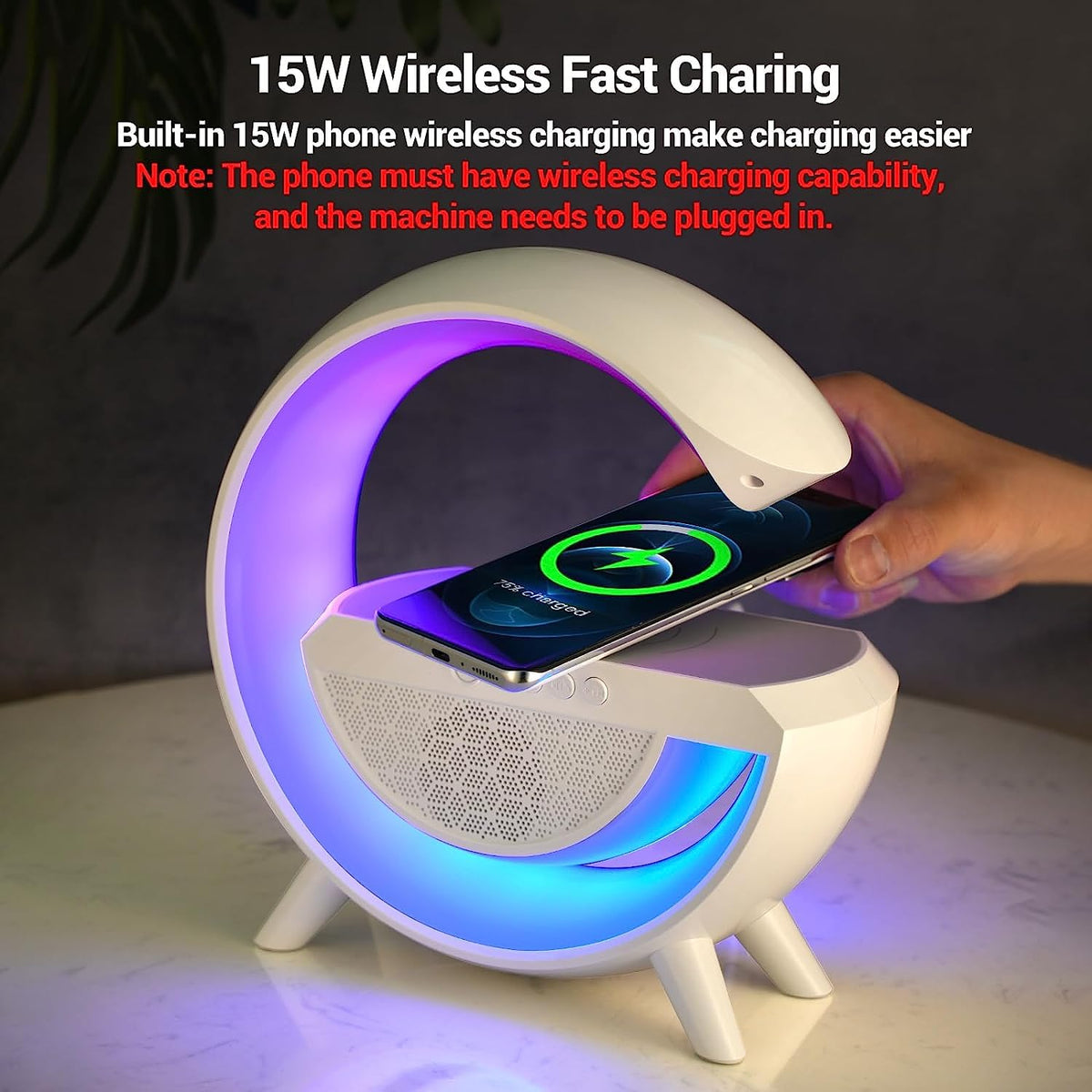 LED Night Lamp with Bluetooth Speaker – Wireless Charging – view 7