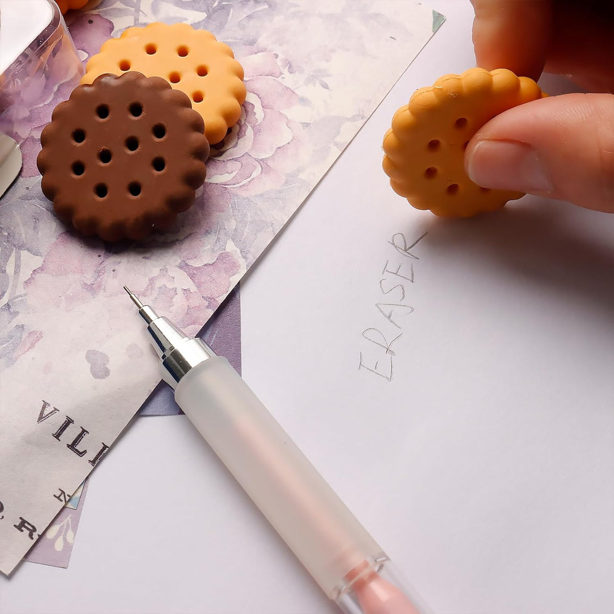 Biscuit Erasers – Fun Kids Stationery set (6 Pcs)
