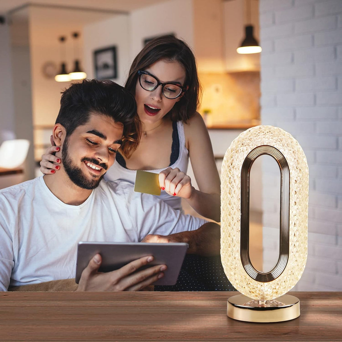 Crystal Table Lamp – 3-Way Dimmable Touch Control – alternate view