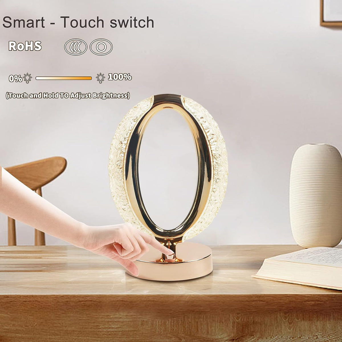 Crystal Table Lamp – 3-Way Dimmable Touch Control – detail view