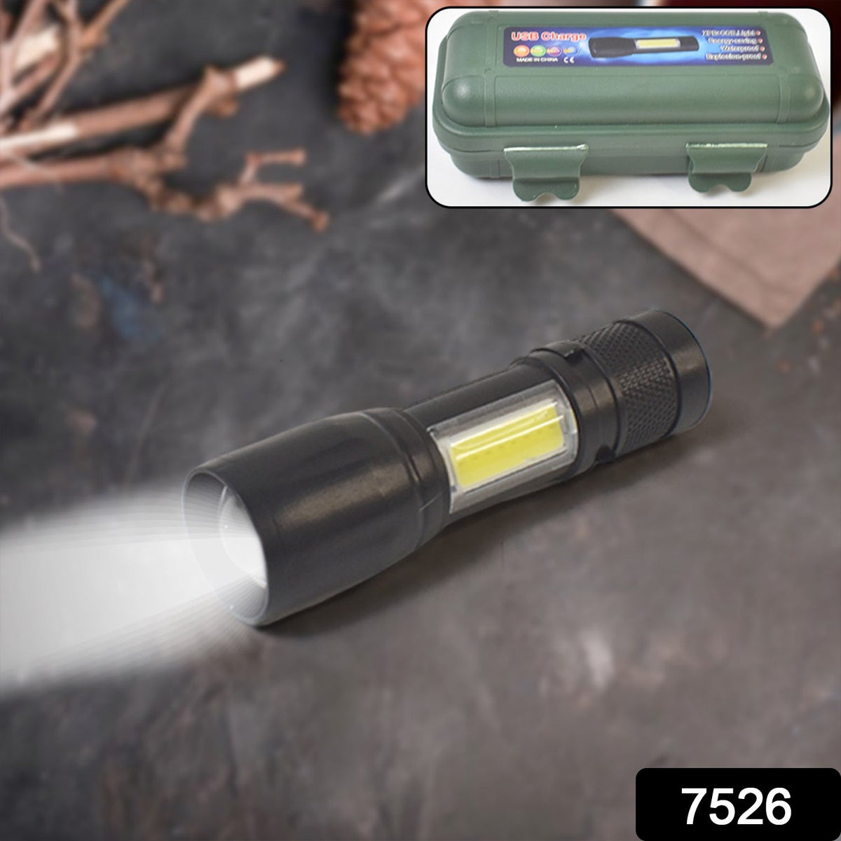 Rechargeable Mini Flashlight – Ultra Bright USB Torch – side view