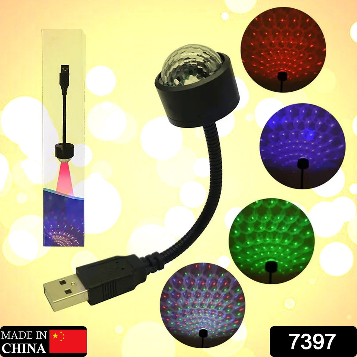 USB Star Projector – Dual Mode Disco Light for Car & Home – side view