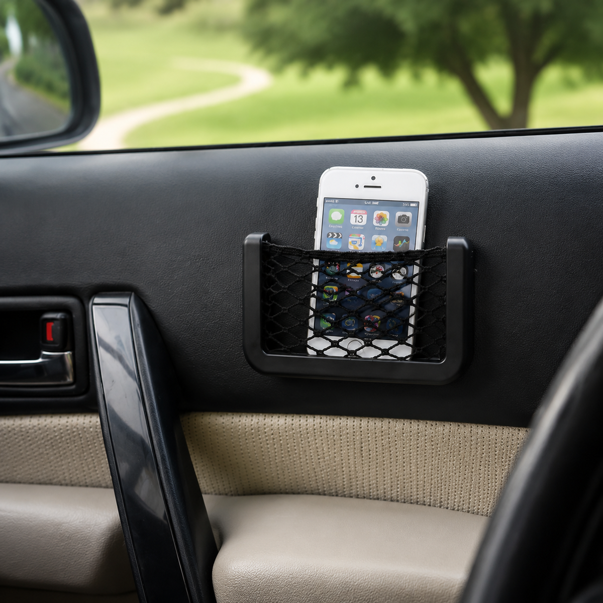 Car Seat Organizer – Mesh Storage for Phone & Purse