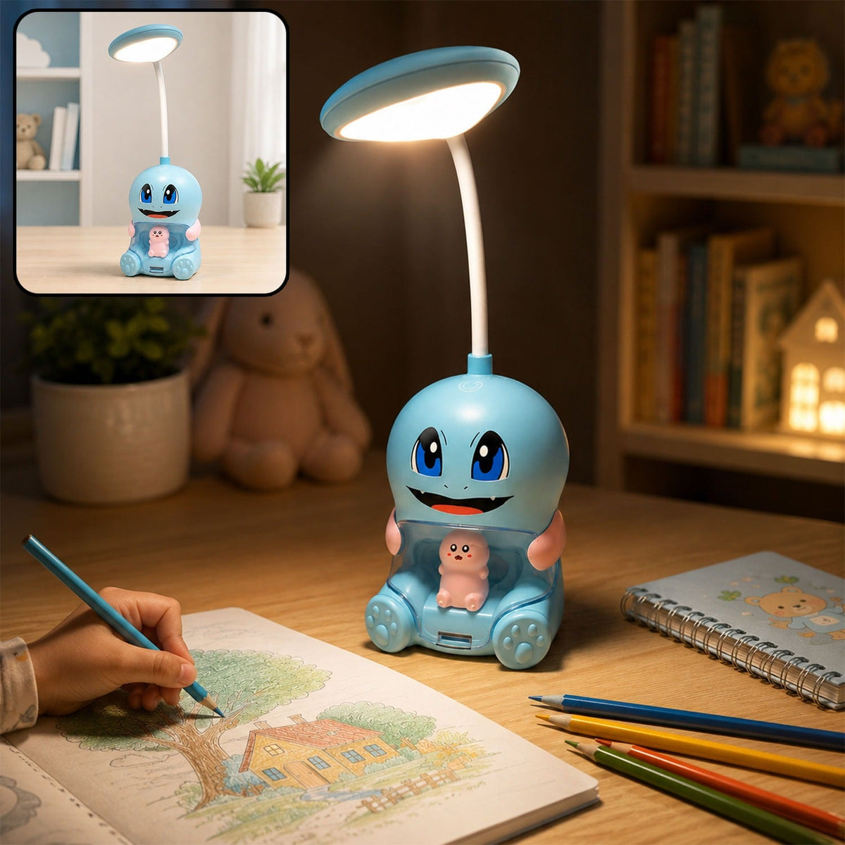 Cartoon LED Desk Lamp – Eye Protection, USB Charging