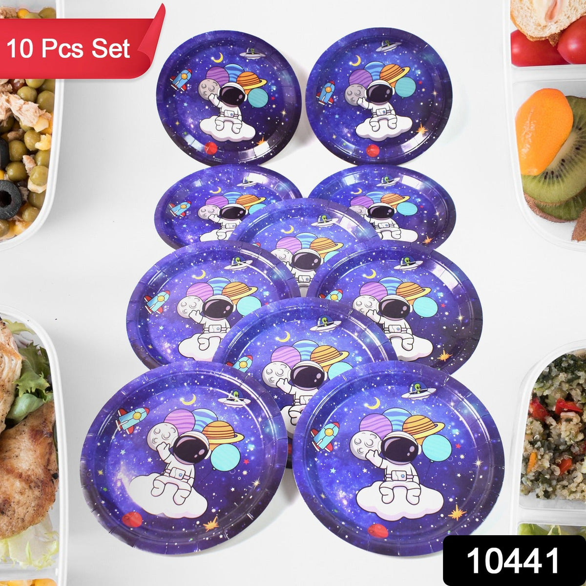 Disposable Paper Plates – Festive Birthday set – side view
