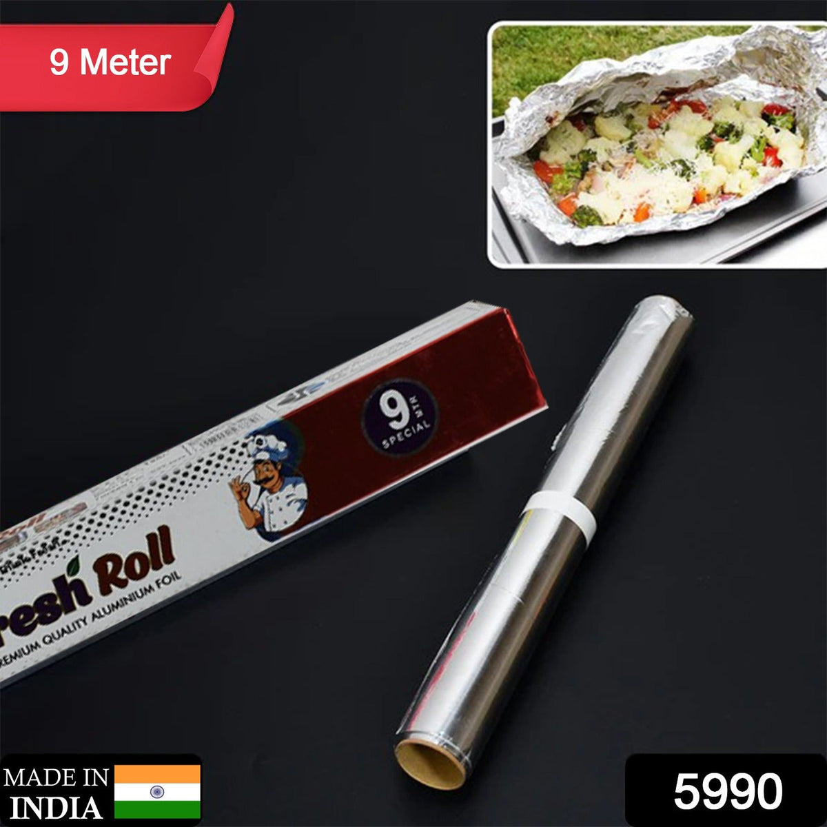 Aluminum Foil Roll – Heavy-Duty Non-Stick 9M for Kitchen – side view