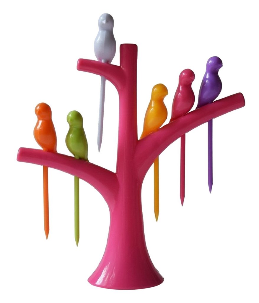 Bird Fruit Forks with Tree Holder – Cute Kids Table Decor – view 8