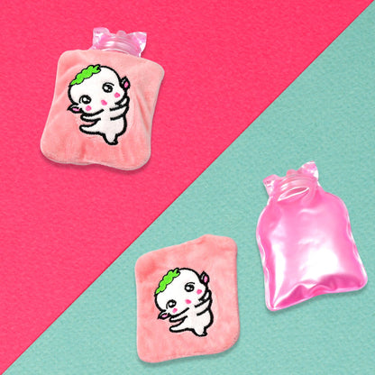 Pink Hot Water Bag – Soft Cover for Pain Relief – close-up