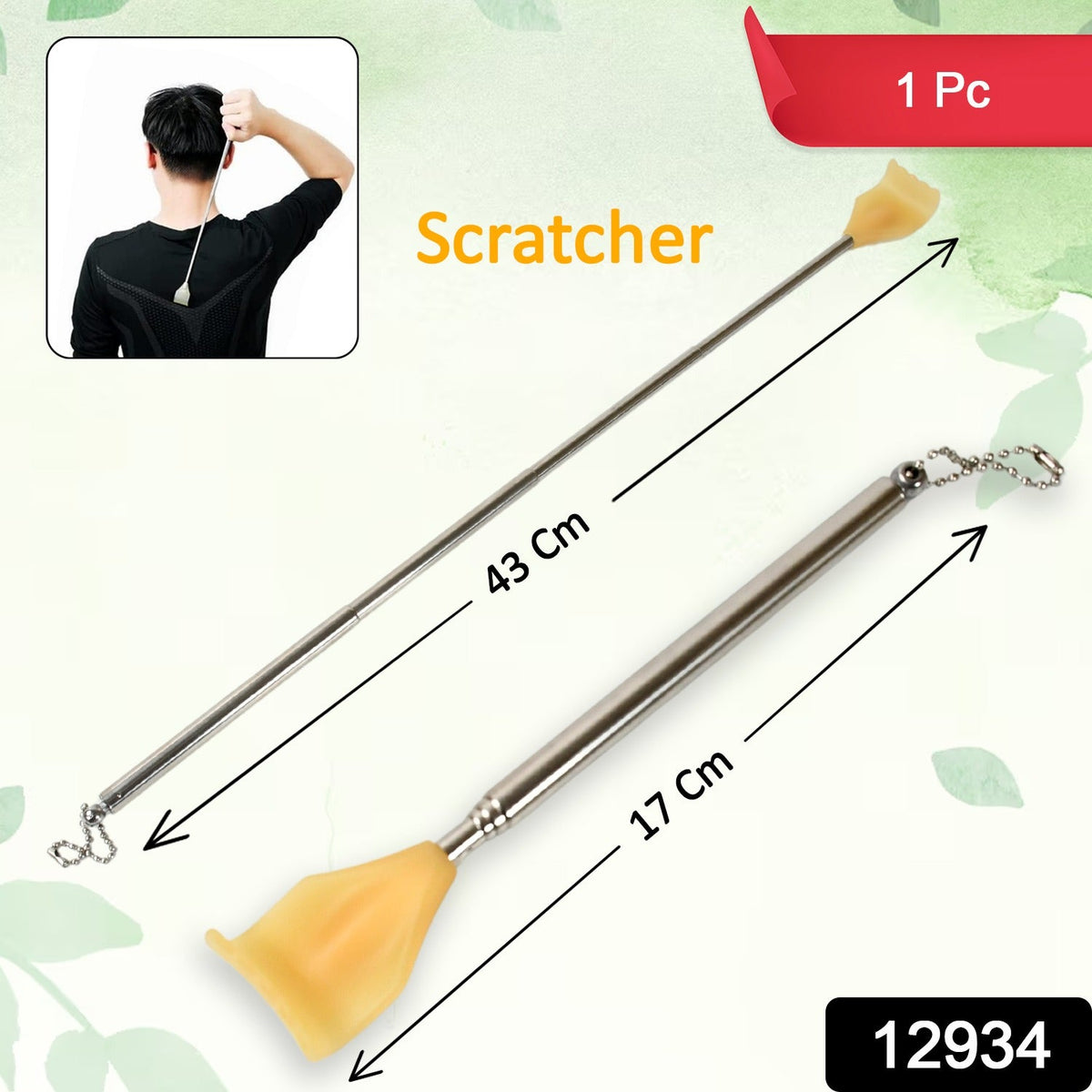 Back Scratcher – Telescoping Stainless Steel for Itch Relief – side view