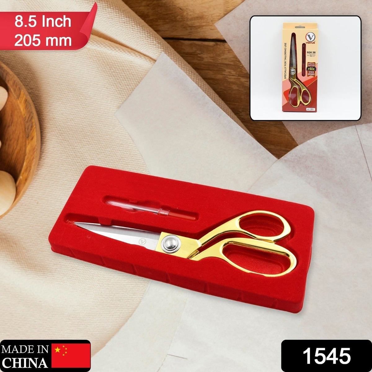 Tailoring Scissors – Professional Golden Stainless Steel – side view