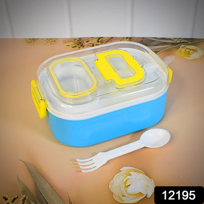 Kids Lunch Box – Durable Plastic with Spoon & Fork – side view