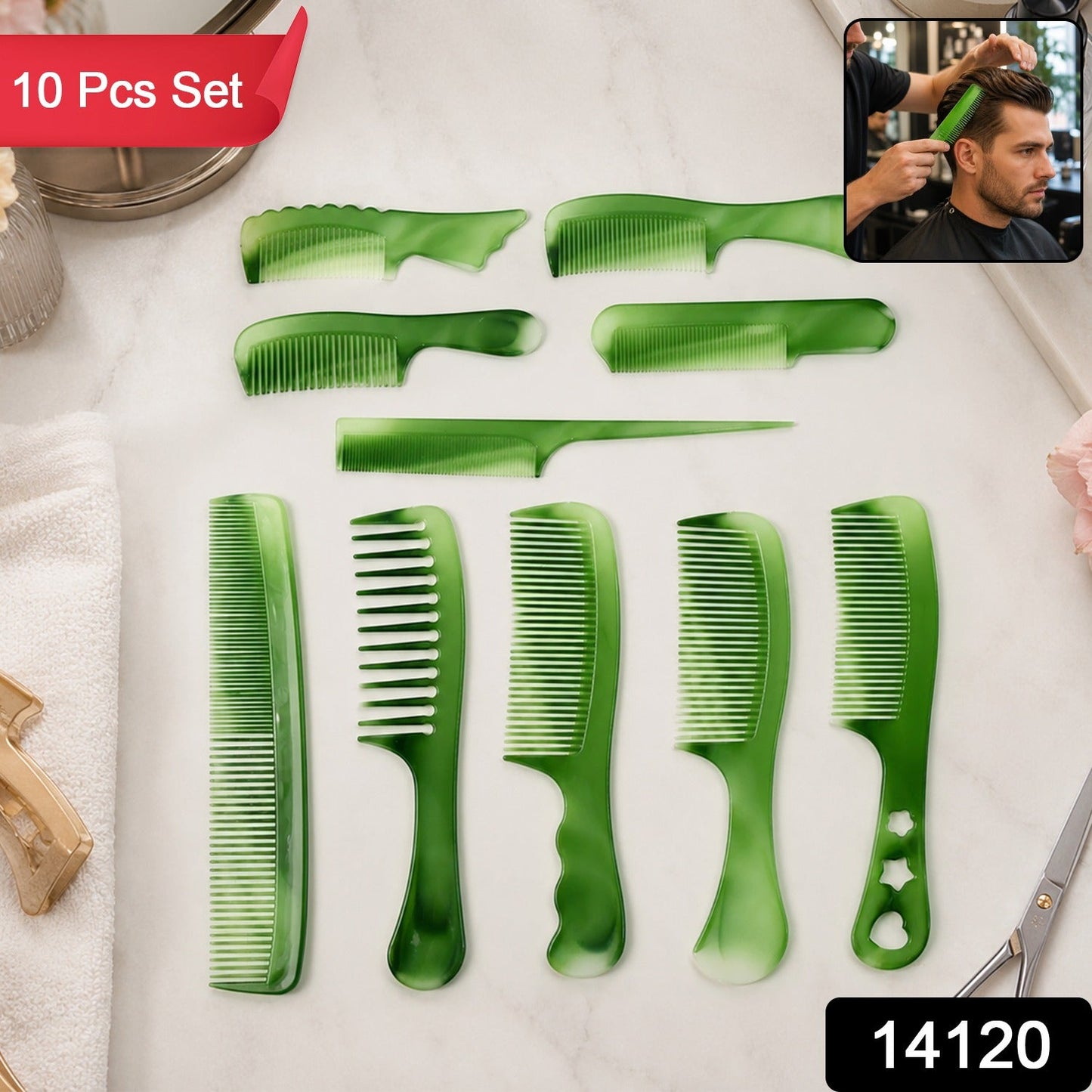 Salon Multipurpose Hair Comb 10 Pc Set Styling Grooming Professional Use (1 Set)