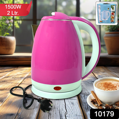 Electric Kettle 1500W – 2L Stainless Steel Auto Off – side view