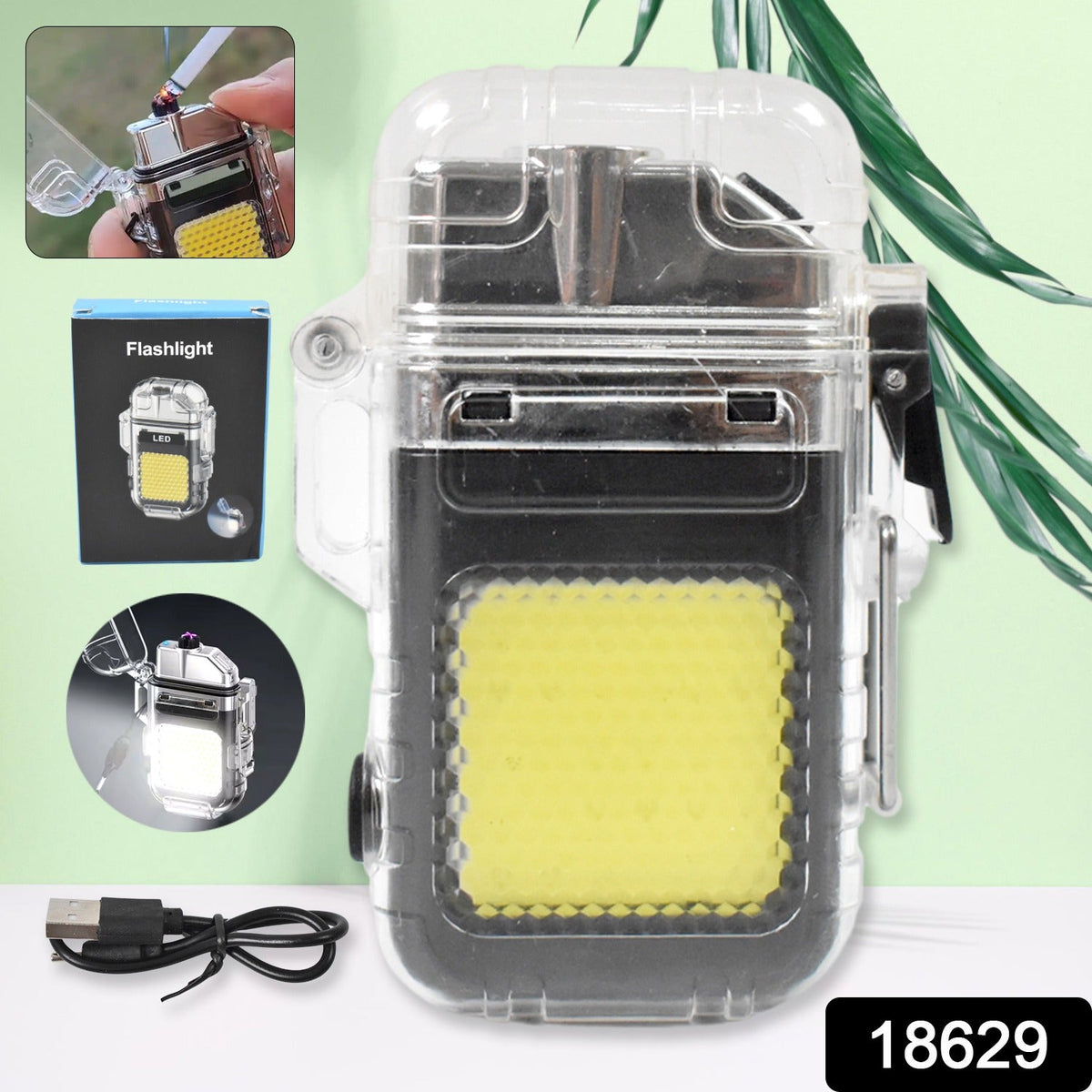 Electric Lighter Flashlight – USB Rechargeable 3-Mode COB – side view
