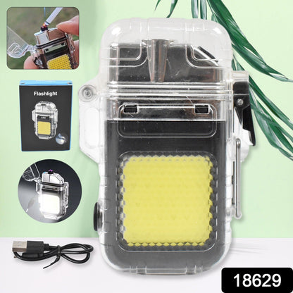 Electric Lighter Flashlight – USB Rechargeable 3-Mode COB – side view