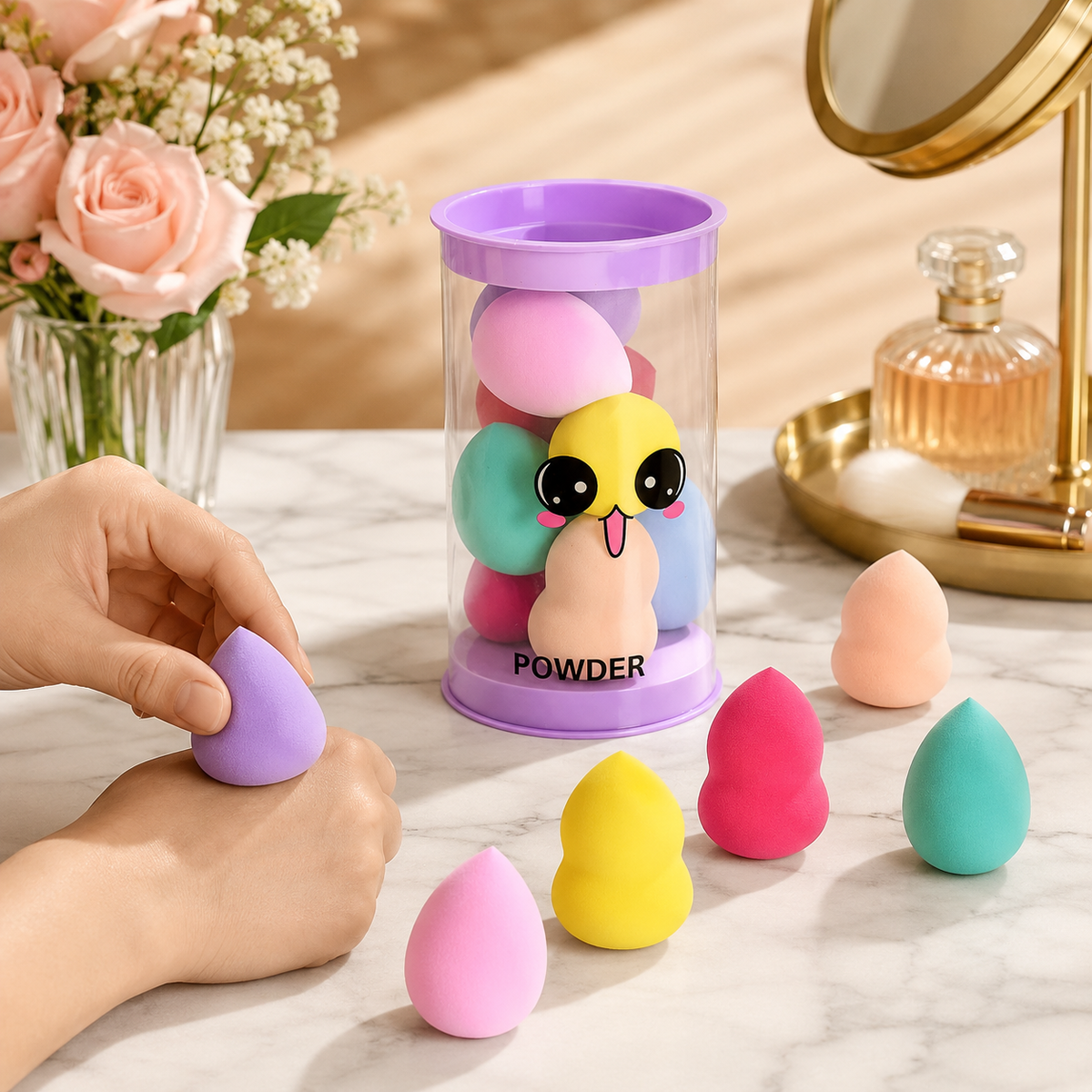Makeup Powder Puff set – Washable Soft Sponges in 8 Colors