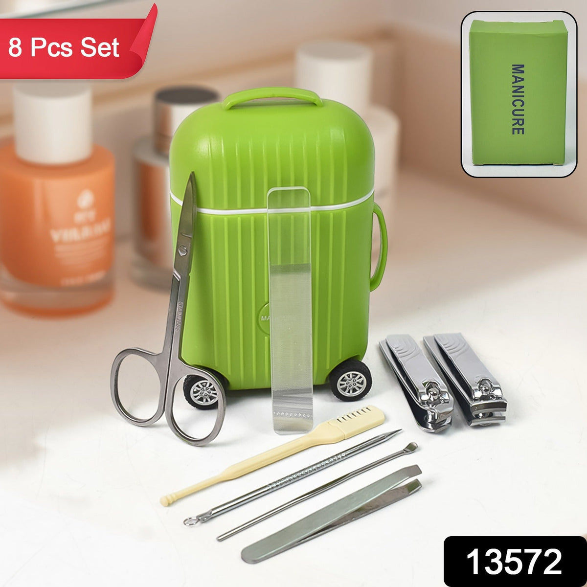 Manicure Pedicure Kit – 8-Pc Travel Grooming set – side view