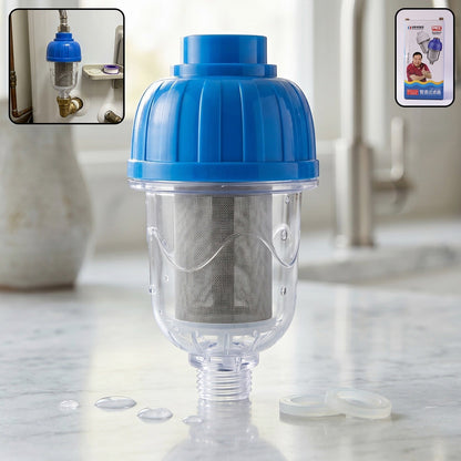Multi-layer hard water shower filter designed for bathroom use