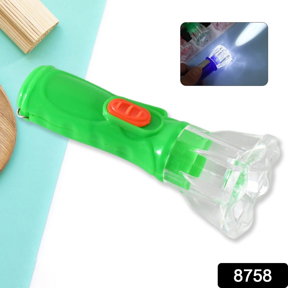 Kids LED Torch – Compact & Fun Plastic Flashlight – side view