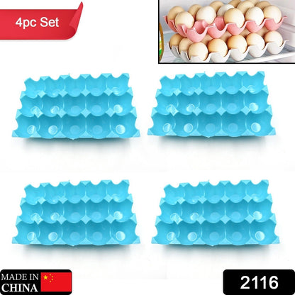 Plastic Egg Trays – 15-Cavity Stackable Storage (4 Pc) – side view