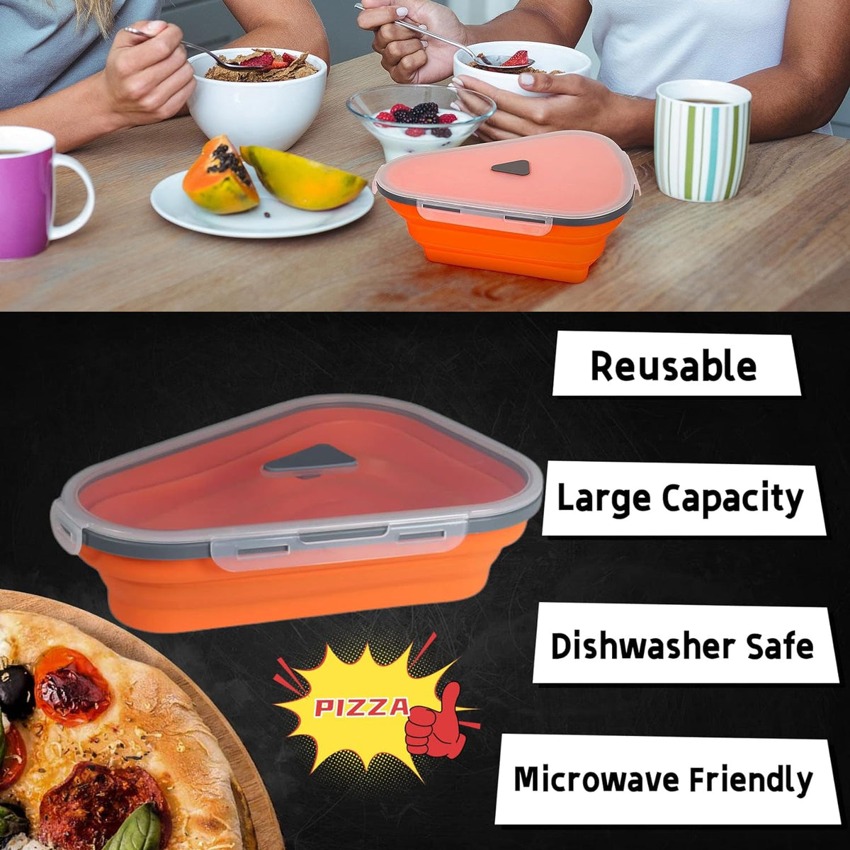 Pizza Storage Container – Expandable Silicone Box – view 9