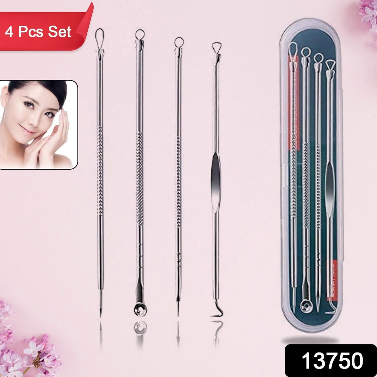 Blackhead Remover Tool – 4-in-1 Stainless Steel Extractor – side view