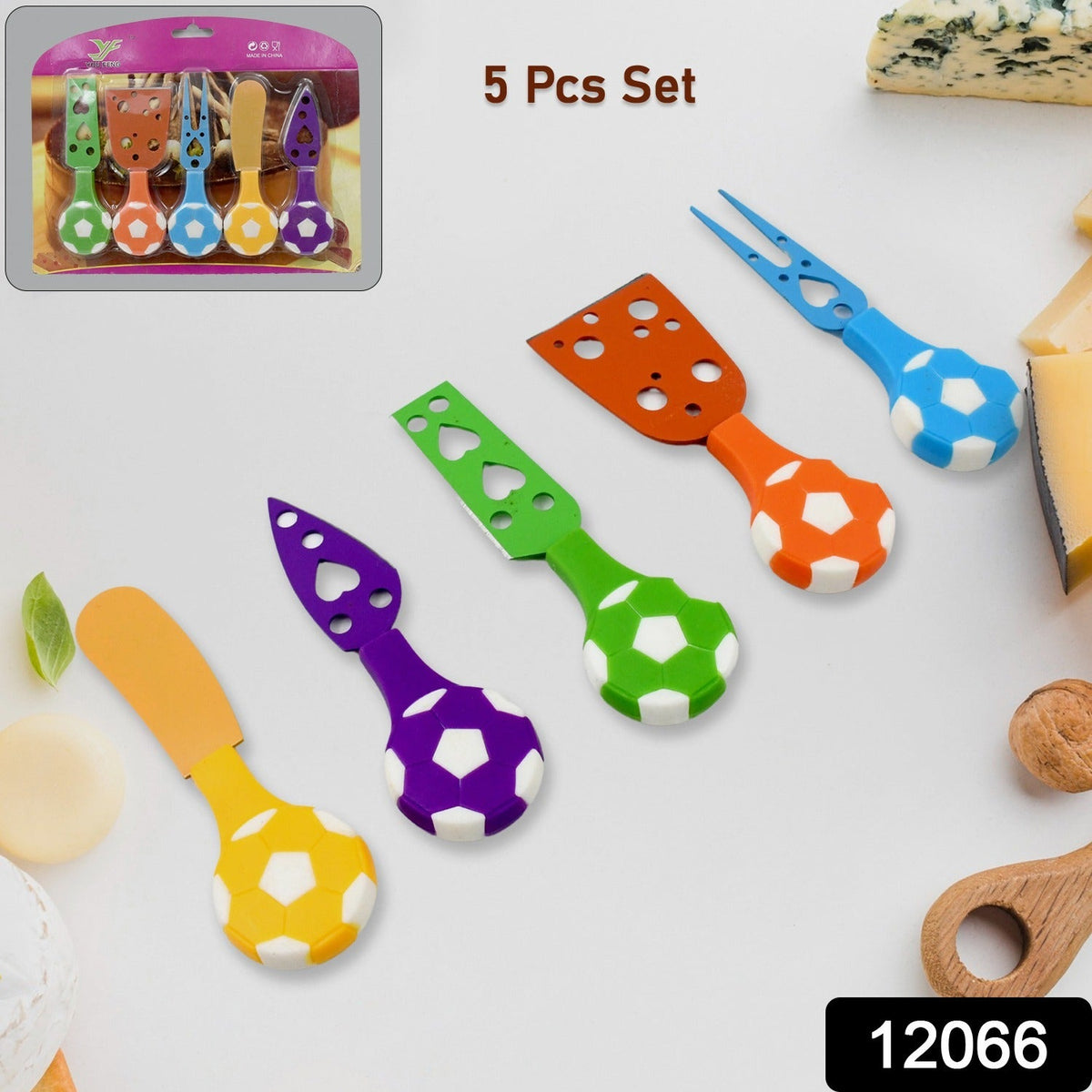 Cheese Knife set – Stainless Steel Football Theme (5 Pcs) – side view