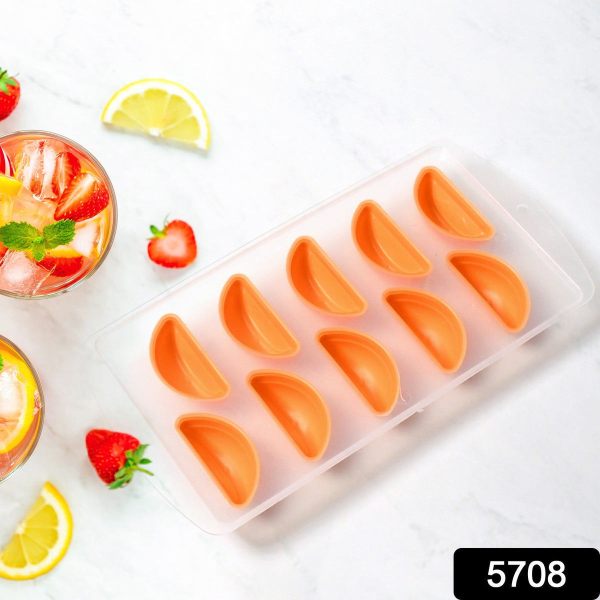 Silicone Orange Shape Fruit Ice Tray – side view