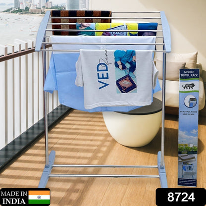 Portable Clothes Drying Rack – Foldable, Steel & Plastic – side view