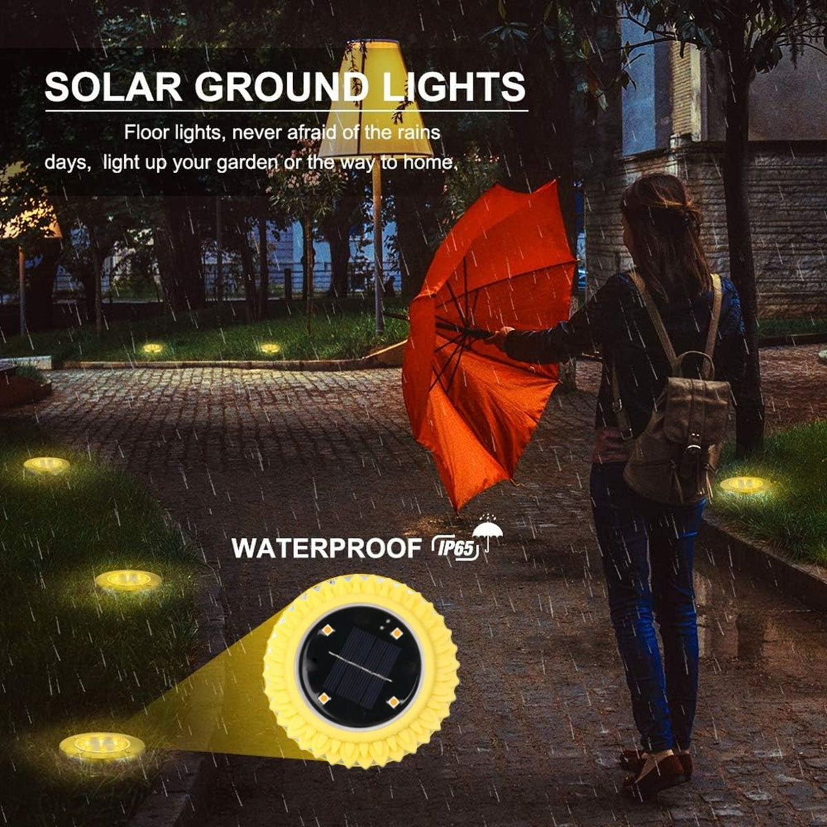Solar Ground Lights – Waterproof LED Pathway Illumination – alternate view
