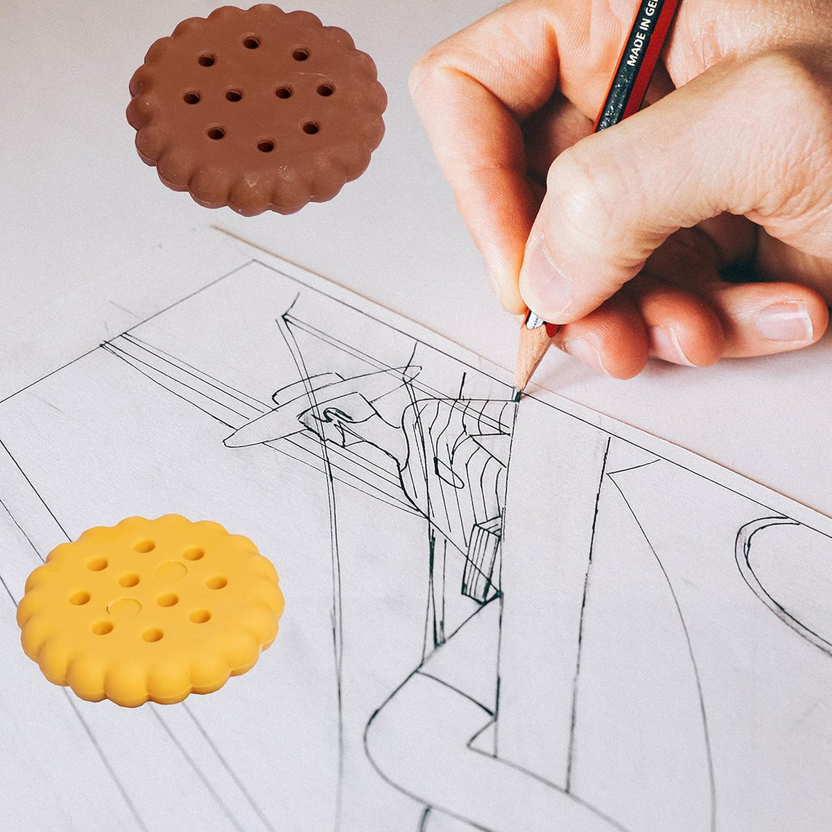 Biscuit Erasers – Fun Kids Stationery set (6 Pcs) – alternate view