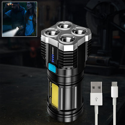 Rechargeable Torch Light 800 Lumens 4 LED Flashlight – side view
