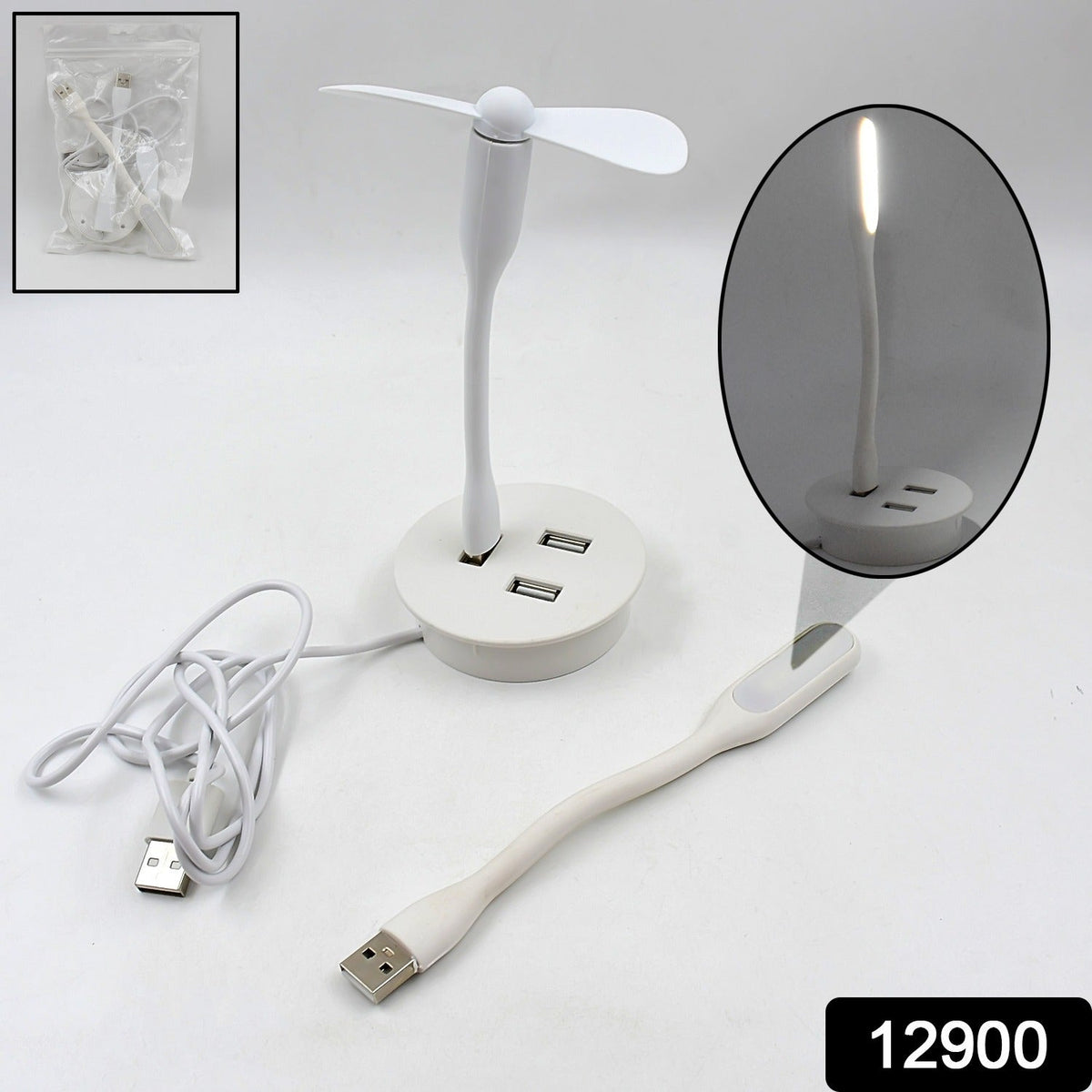 Portable USB Fan, Light & 3-Port Hub Combo for Laptops – view 6