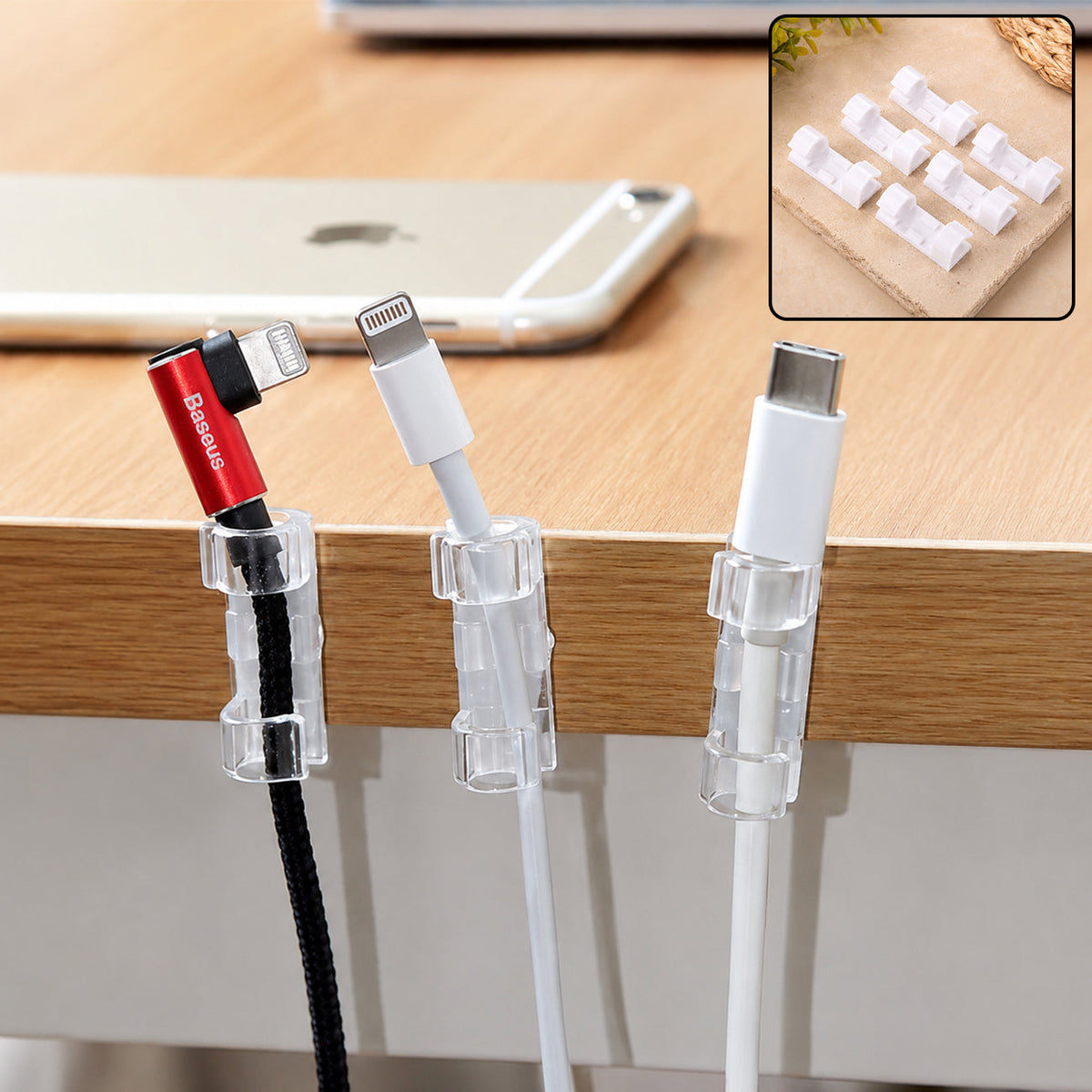 Plastic Cable Clips – Strong Adhesive Wire Organizer (20