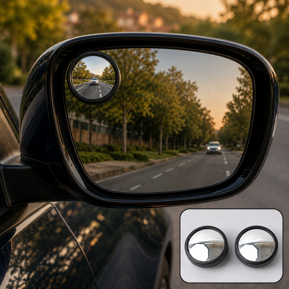 Car Blind Spot Mirror – HD Convex Frameless (2-Pack)