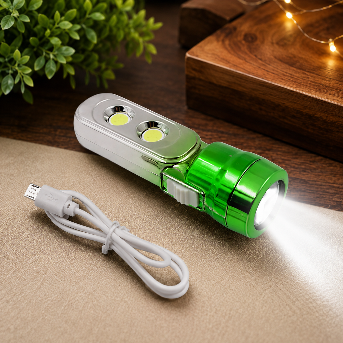 USB Rechargeable Torchlight – 3 LED Multi-Function