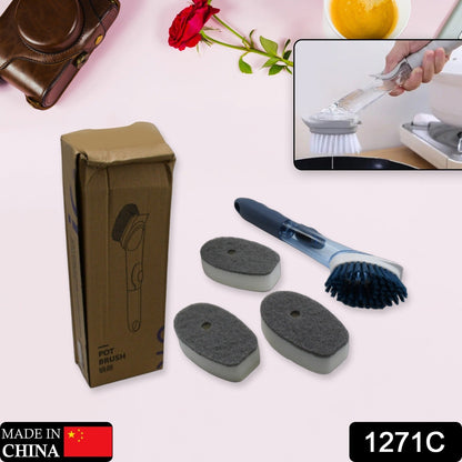 Soap Dispensing Dish Brush – 1 Handle & 3 Refills – side view