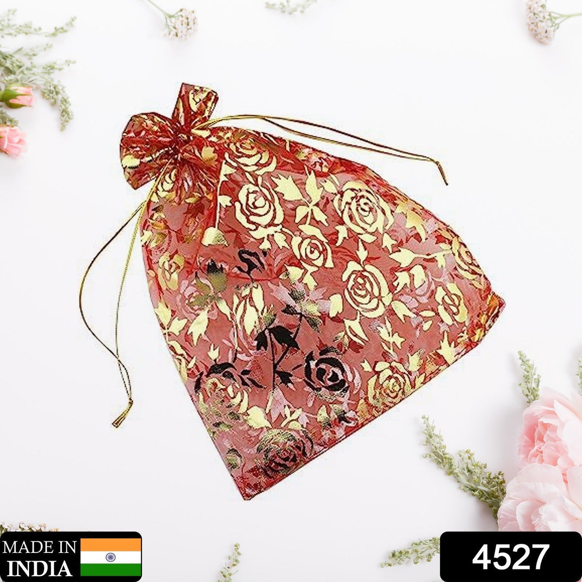 Shagun Potli – Organza Drawstring Pouch for Gifts – side view