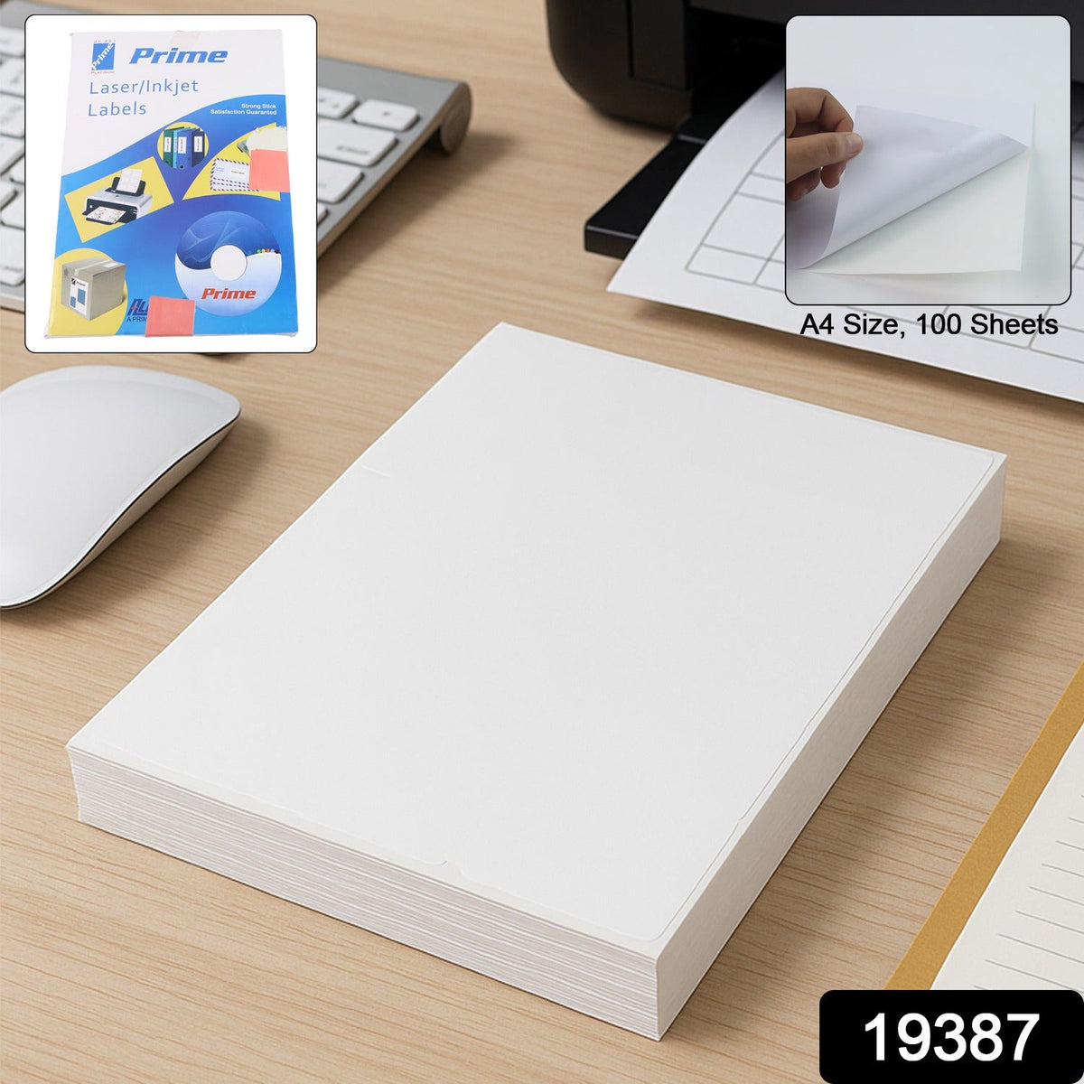 A4 Self-Adhesive Printable Label Sheets – 100 White Sheets – side view