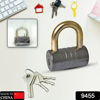 Iron Padlock – 82mm Heavy-Duty Brass Core – side view