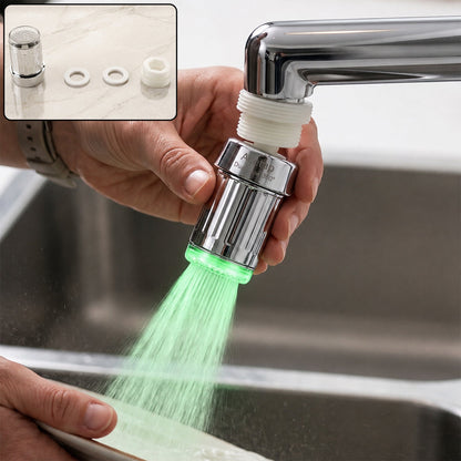 LED light dual flow faucet tap adapter with splash filter