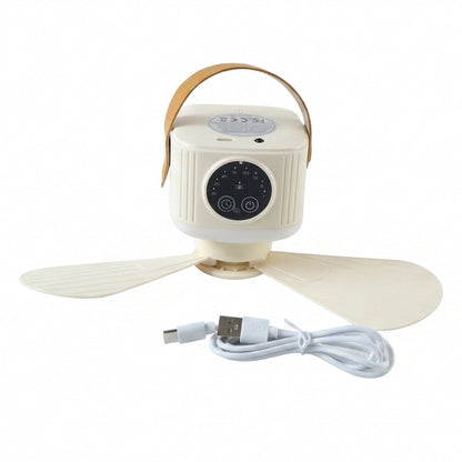 Multi function camping fan with light for tents and travel