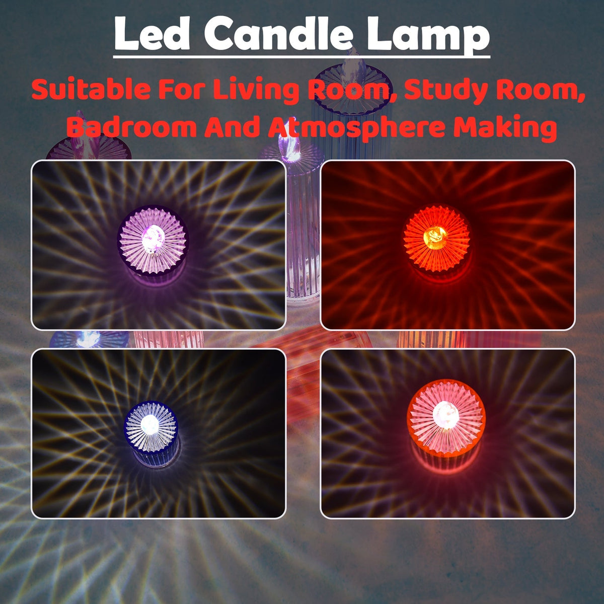 LED Crystal Candle – Glitter Swirling Multicolor Decor – view 7